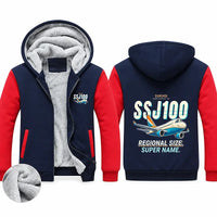 Thumbnail for Sukhoi Superjet 100 Zipped Sweatshirts - Cartoon - Navy & Red