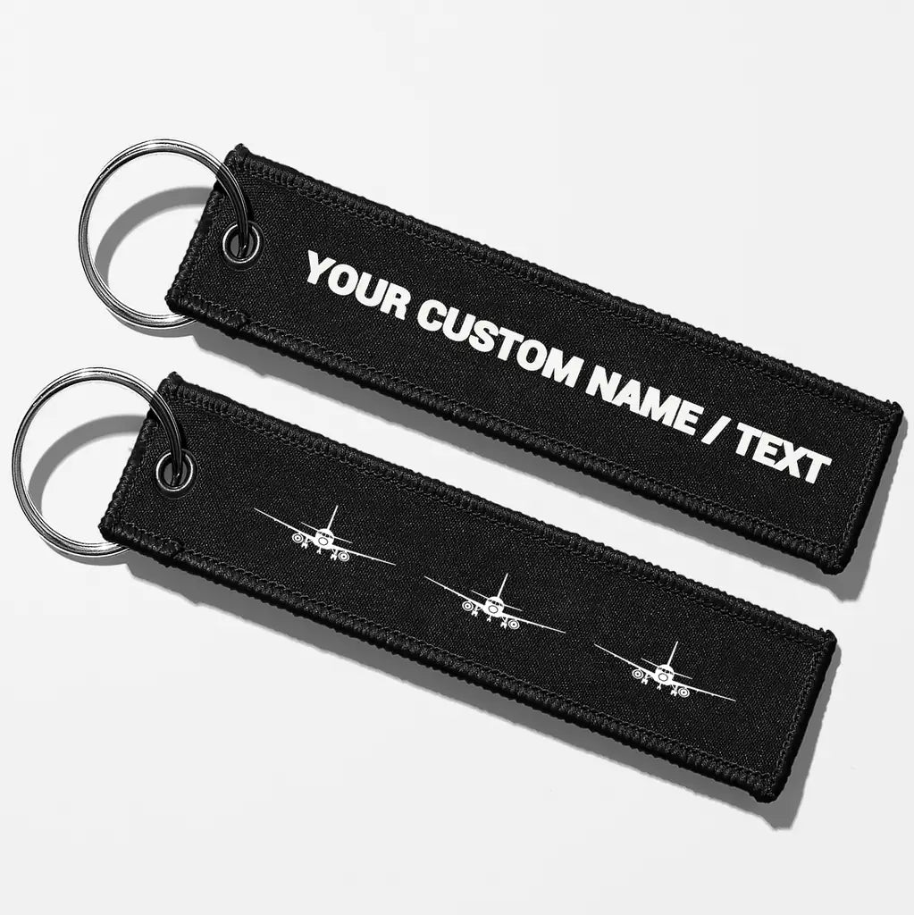 Sukhoi Superjet 100 Silhouette Aviator Key Chains - Black - Personalized