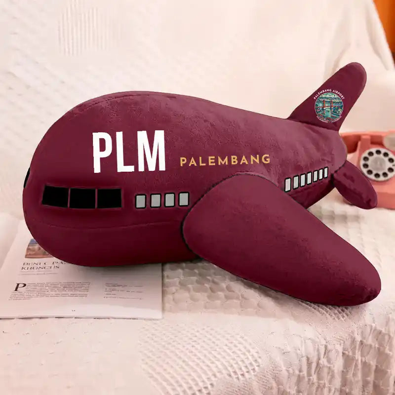 Sultan Mahmud Badaruddin II International Airport (PLM) - Airplane Pillows - Burgundy