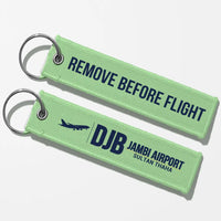 Thumbnail for Sultan Thaha Airport (DJB) Aviator Key Chains - Light Green - Remove Before Flight