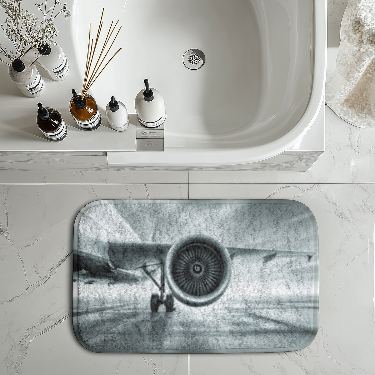 Super Cool Airliner Jet Engine Designed Bath Mats