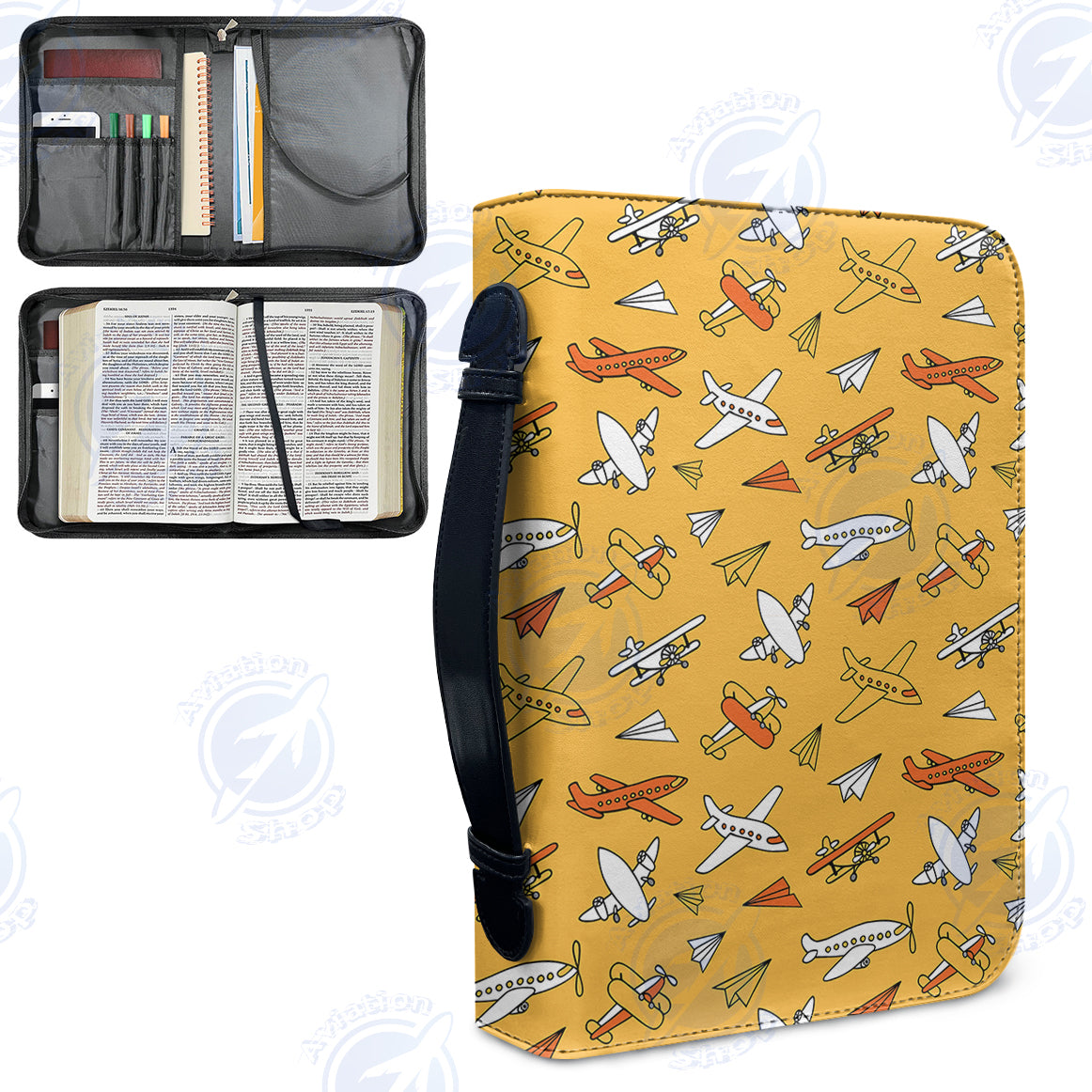Super Drawings of Airplanes Designed PU Accessories Bags