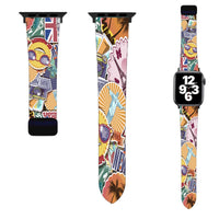 Thumbnail for Super Funny Travel Stickers Designed Soft Silicone Apple Watch Bands