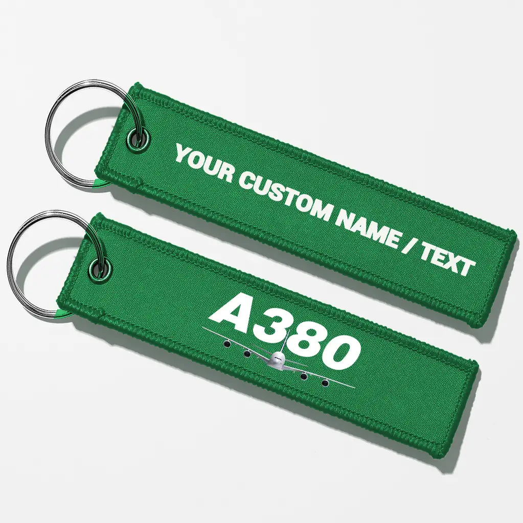 Super Airbus A380 Designed Key Chains - Green - Personalized