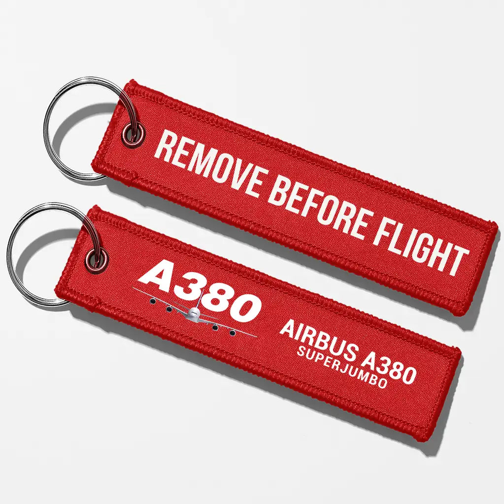 Super Airbus A380 Aviator Key Chains - Red - Remove Before Flight