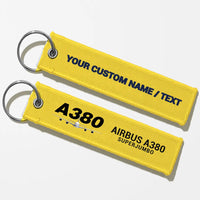 Thumbnail for Super Airbus A380 Aviator Key Chains - Yellow - Personalized