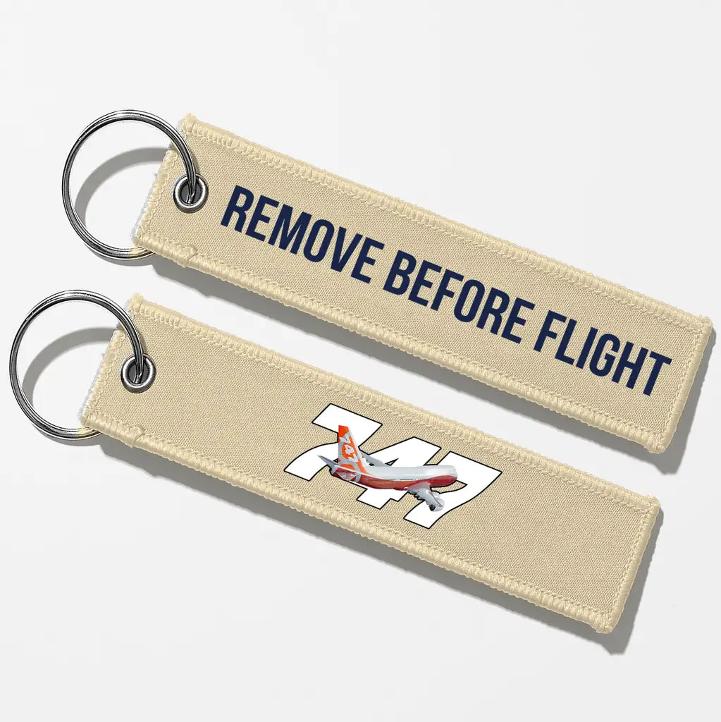 Super Boeing 747-8 Intercontinental Key Chains - Beige - Remove Before Flight