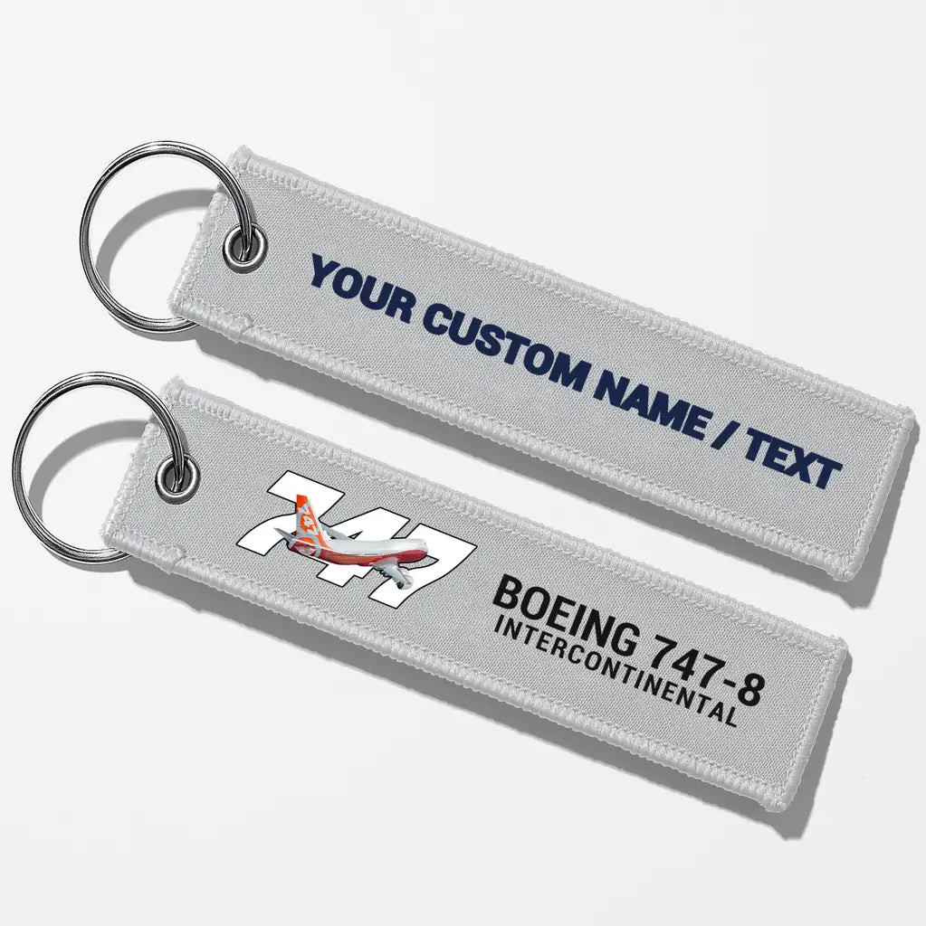 Super Boeing 747-8 Intercontinental Key Chains - Light Gray - Personalized