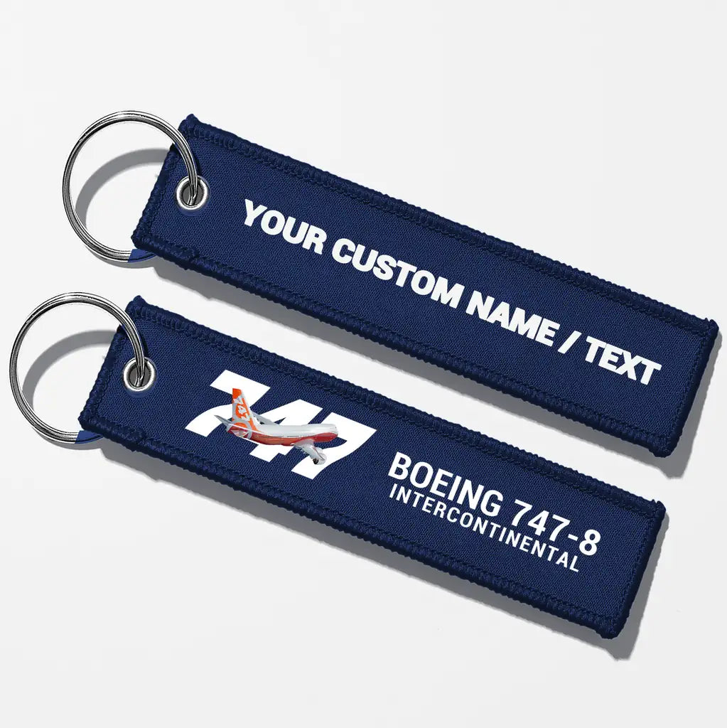 Super Boeing 747-8 Intercontinental Key Chains - Navy Blue - Personalized