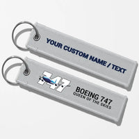 Thumbnail for Super Boeing 747 Key Chains - Light Gray - Personalized