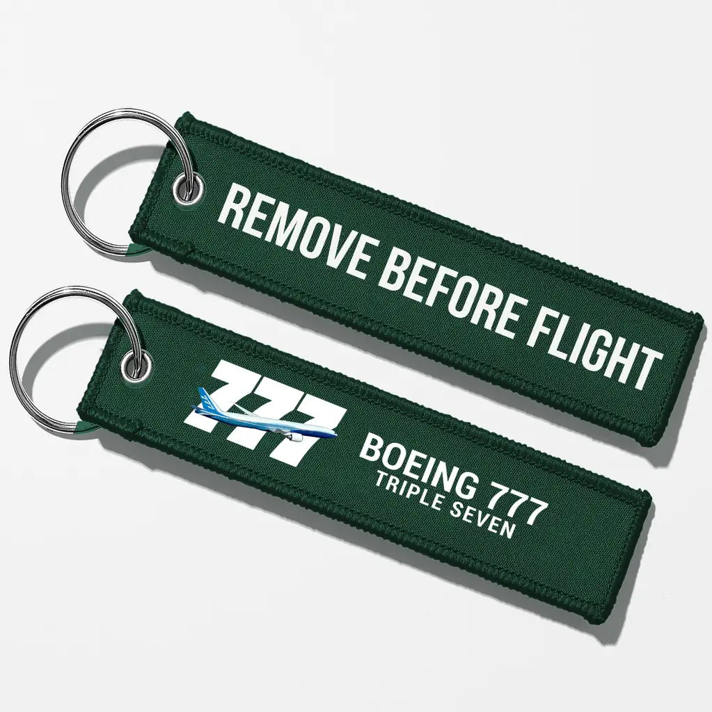 Super Boeing 777 Key Chains - Dark Green - Remove Before Flight