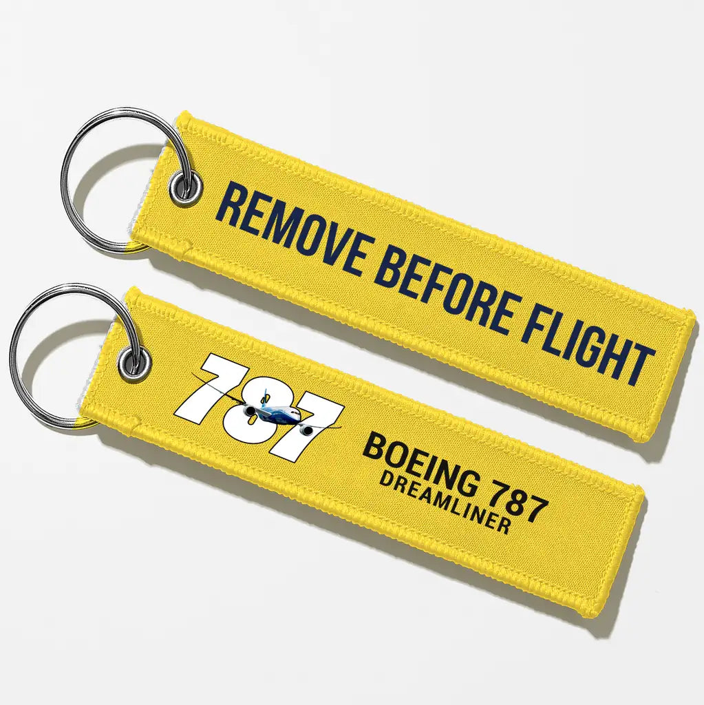 Super Boeing 787 Key Chains - Yellow - Remove Before Flight