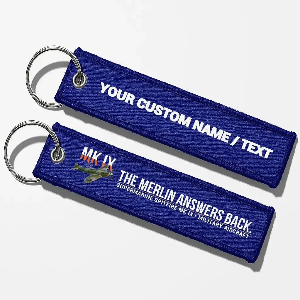 Supermarine Spitfire Mk IX Aviator Key Chains - Blue - Personalized