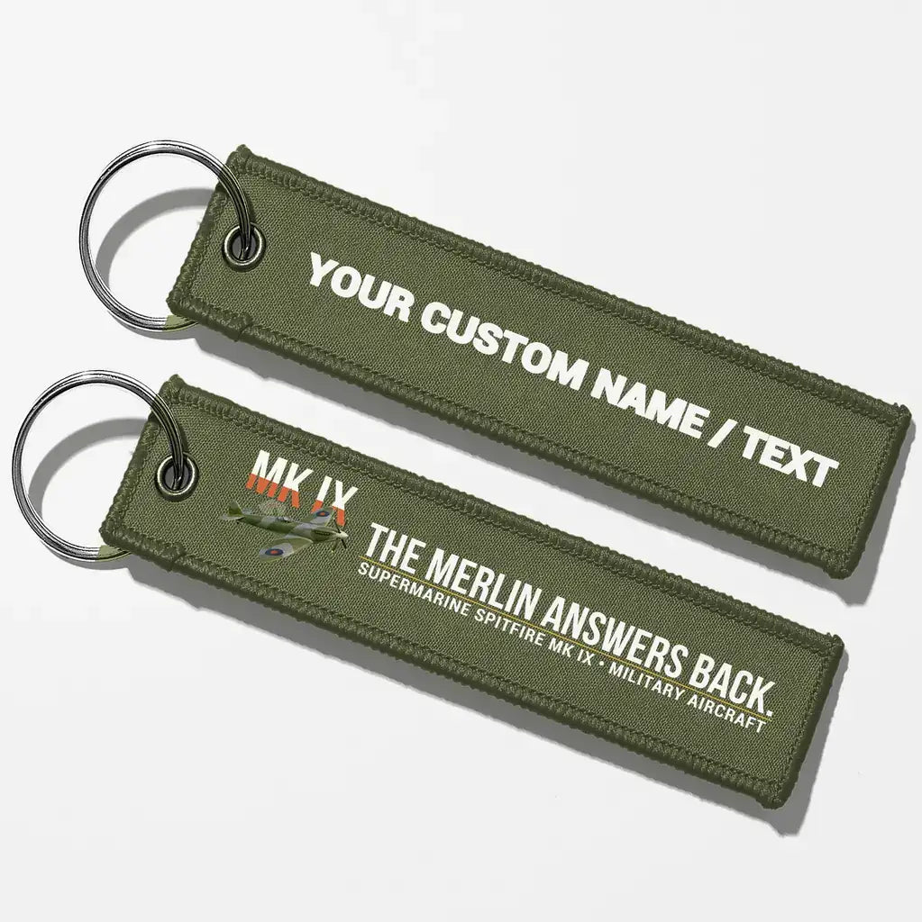 Supermarine Spitfire Mk IX Aviator Key Chains - Green Army - Personalized