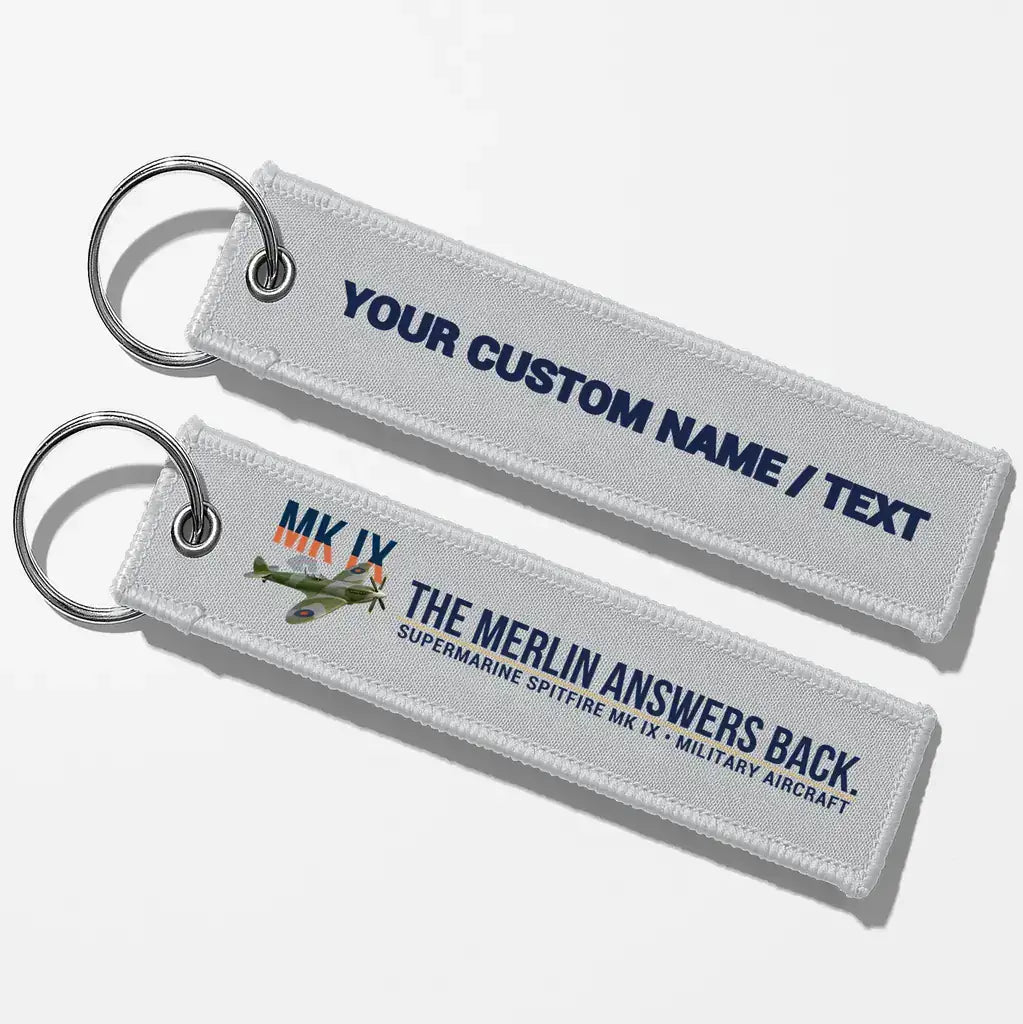 Supermarine Spitfire Mk IX Aviator Key Chains - Light Gray - Personalized