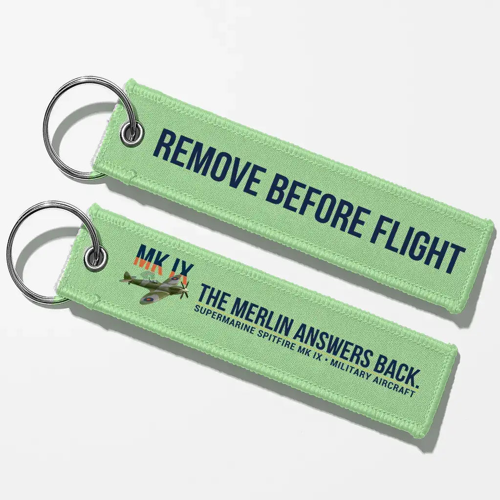 Supermarine Spitfire Mk IX Aviator Key Chains - Light Green - Remove Before Flight