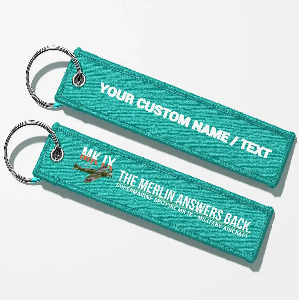 Supermarine Spitfire Mk IX Aviator Key Chains - Turquoise - Personalized
