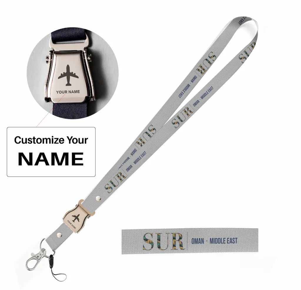 Sur City Series seat belt lanyard - light gray with name