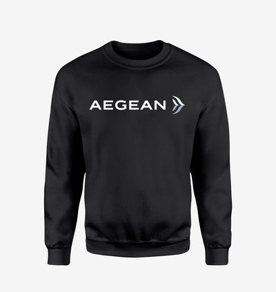 Aegean Airlines logo on black sweatshirt