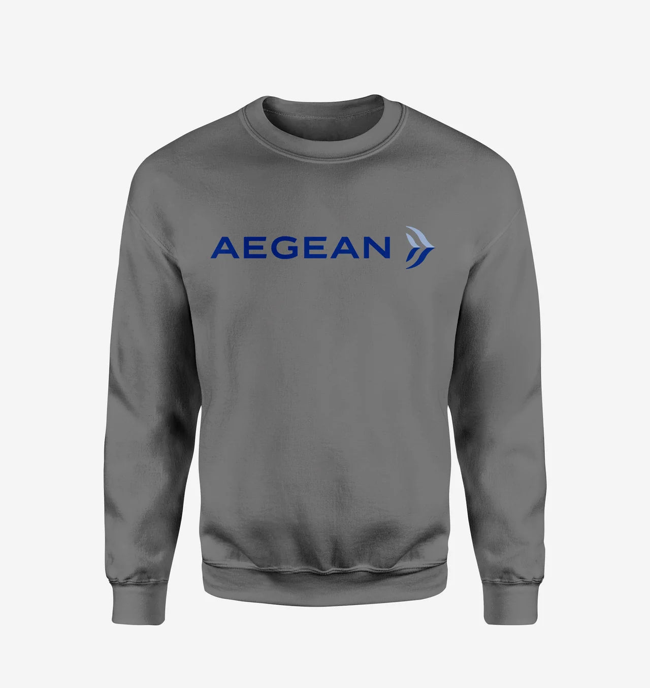 Aegean Airlines logo on gray sweatshirt