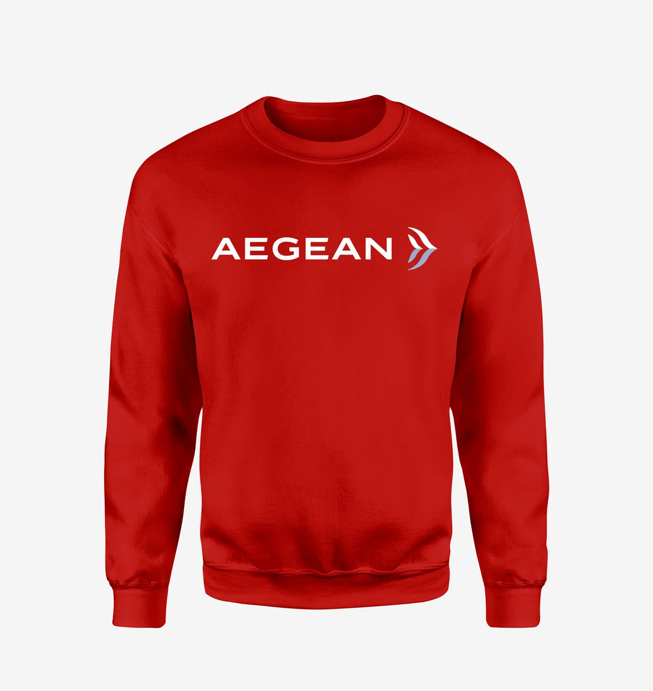 Aegean Airlines logo on red sweatshirt