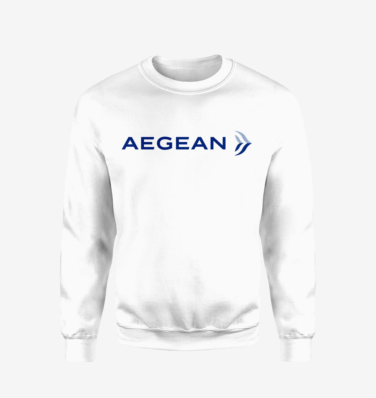 Aegean Airlines logo on white sweatshirt