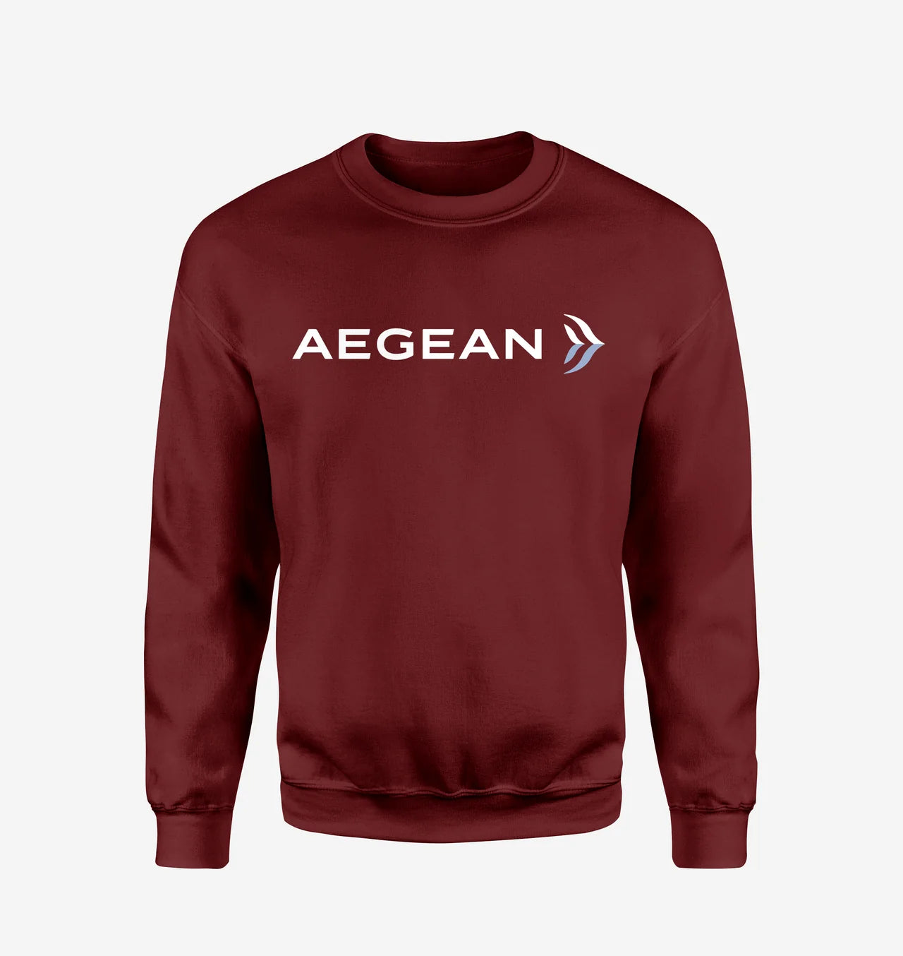 Aegean Airlines logo on wine red sweatshirt
