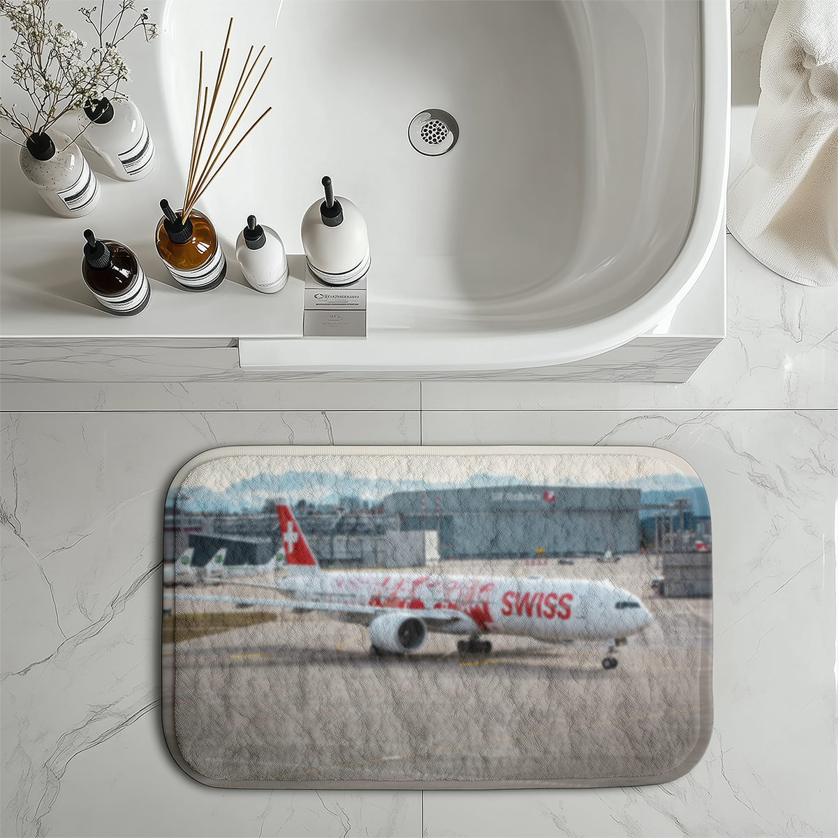 Swiss Airlines Boeing 777 Designed Bath Mats