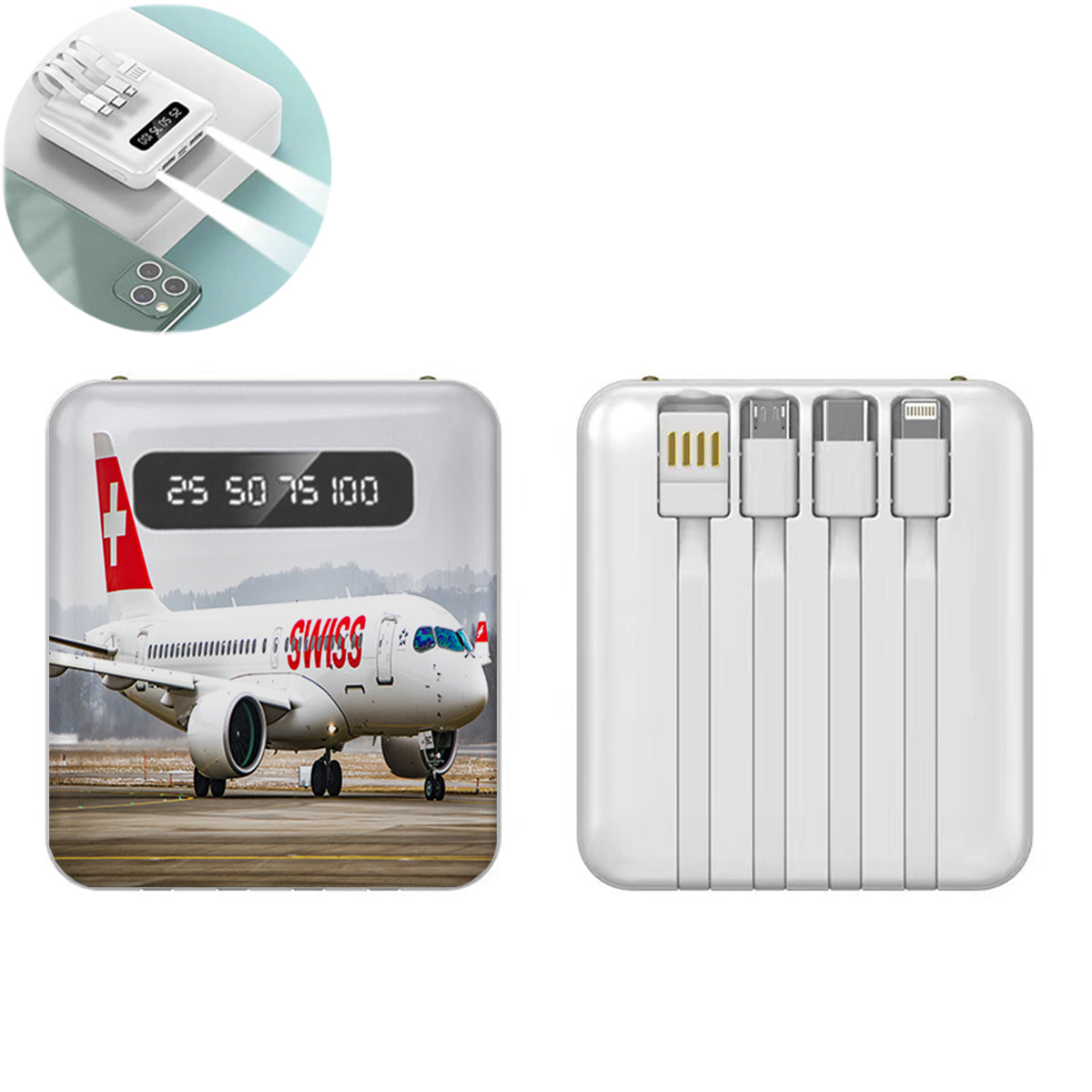 Swiss Airlines Bombardier CS100 Designed 10000mAh Quick Charge Powerbank