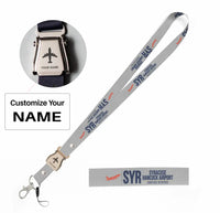 Thumbnail for Syracuse Hancock International Airport (SYR) seat belt lanyard - light gray with name
