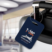 Thumbnail for T-38C Talon design on navy blue acrylic luggage tags, double-side print