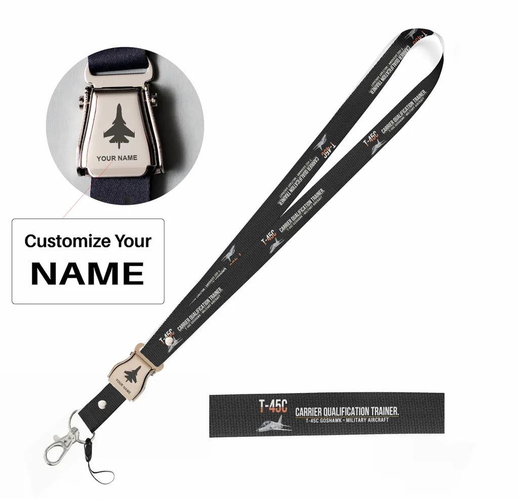 T-45C Goshawk seat belt lanyard - black with name