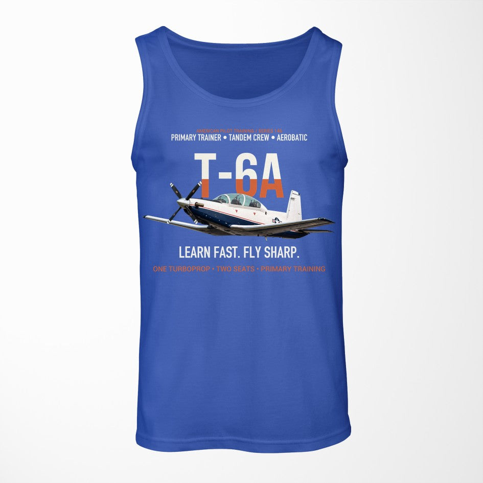 T-6A Texan II Train The Next Generation design on blue tank top