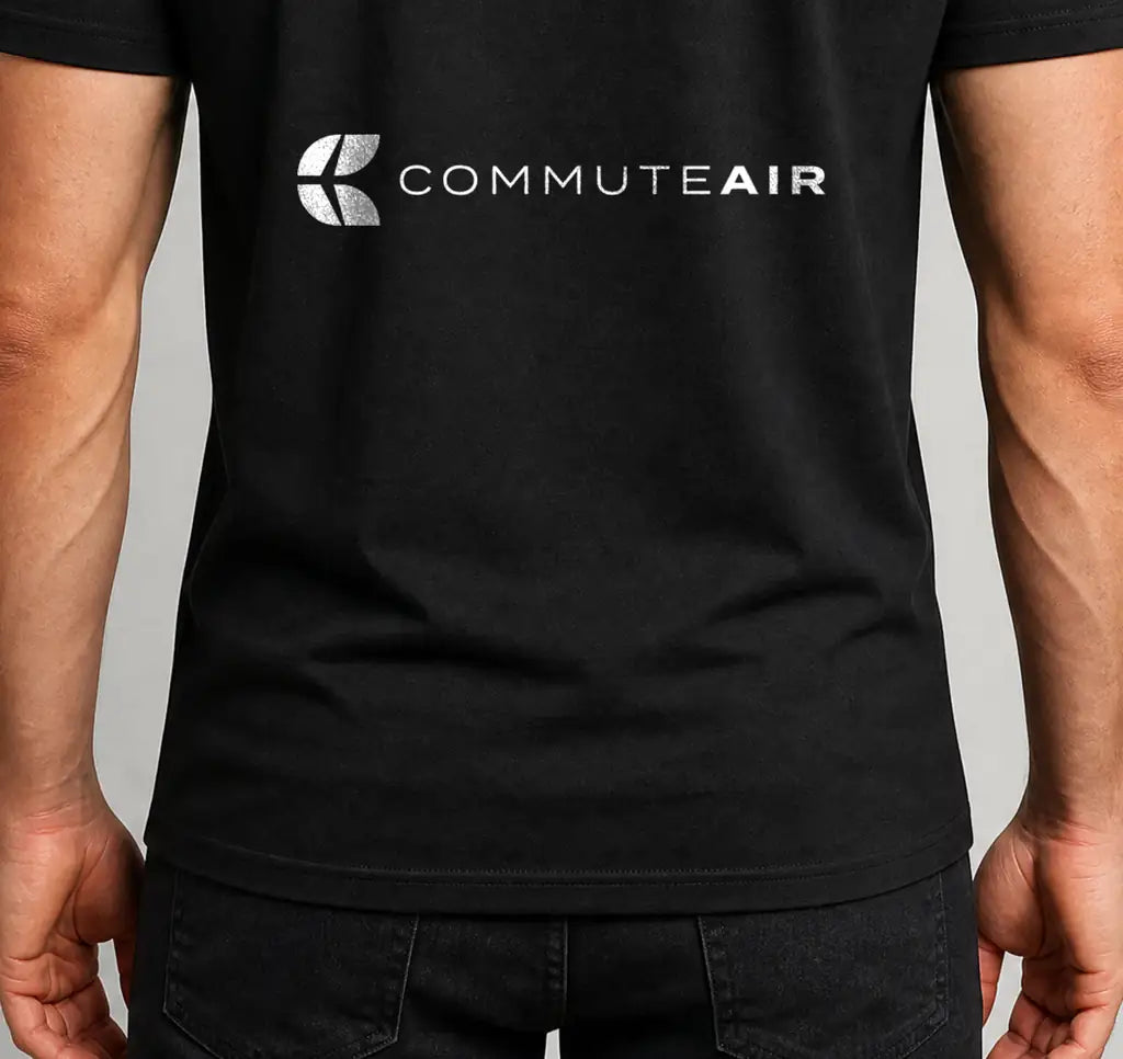 CommuteAir design on black t-shirt — cover