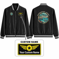 Thumbnail for Tobago A.N.R. Robinson International Airport (TAB) Stylish Jackets - Baseball Collar - Badge + Name - Black