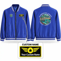 Thumbnail for Tobago A.N.R. Robinson International Airport (TAB) Stylish Jackets - Baseball Collar - Badge + Name - Royal Blue