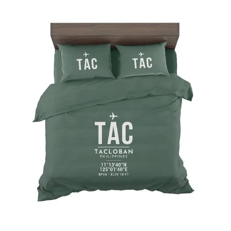 Daniel Z. Romualdez Airport (TAC) Bedding Sets & Blankets - Bedding Set - ID Tag - Dark Green
