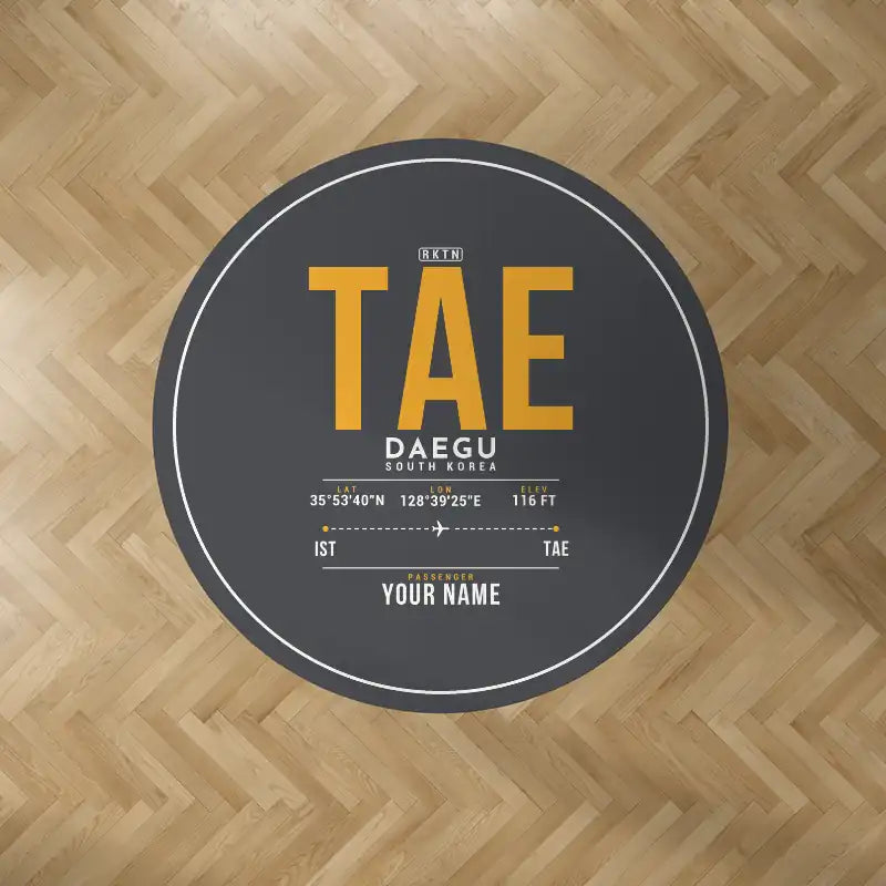 Daegu International Airport (TAE) Carpets - Carpet Round - ID Tag + Name - Dark Gray