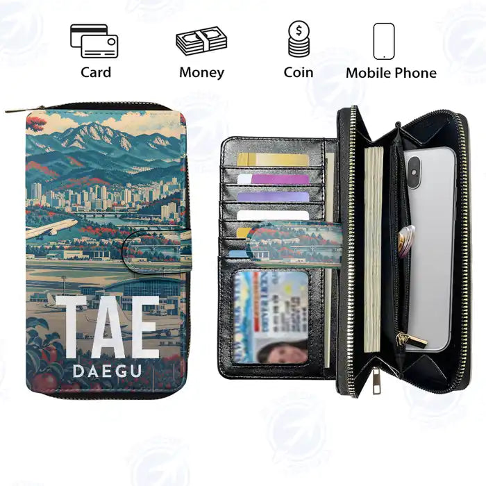 Daegu International Airport (TAE) Leather Wallets - Zip Long Wallet - Scene