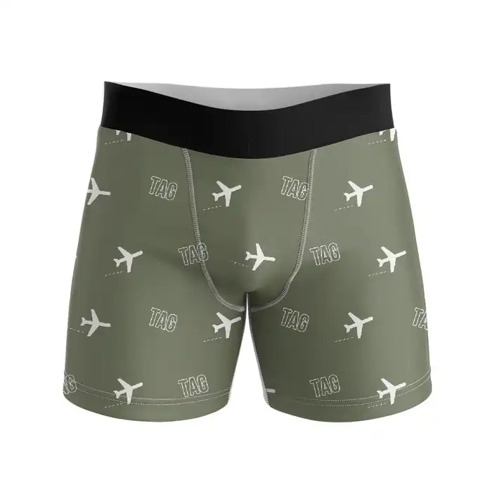 Bohol-Panglao International Airport (TAG) Men Boxers - Pattern - Green Army