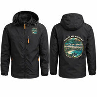 Thumbnail for Bohol-Panglao International Airport (TAG) Stylish Jackets - Hooded Windbreaker - Badge - Black
