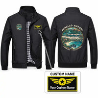 Thumbnail for Bohol-Panglao International Airport (TAG) Stylish Jackets - Stand Collar - Badge + Name - Black