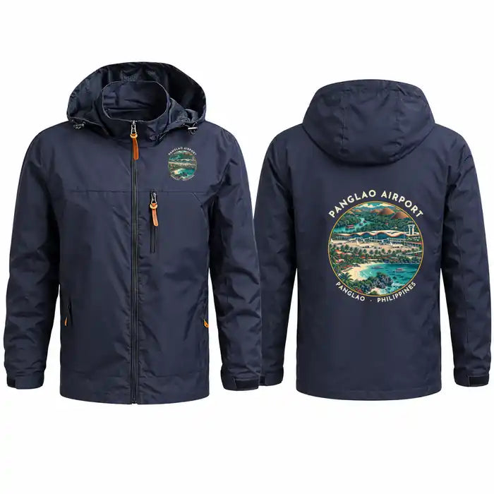 Bohol-Panglao International Airport (TAG) Stylish Jackets - Hooded Windbreaker - Badge - Navy Blue