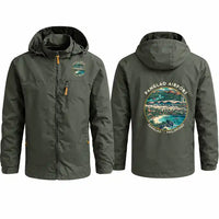 Thumbnail for Bohol-Panglao International Airport (TAG) Stylish Jackets - Hooded Windbreaker - Badge - Olive Green
