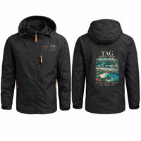 Thumbnail for Bohol-Panglao International Airport (TAG) Stylish Jackets - Hooded Windbreaker - Poster - Black