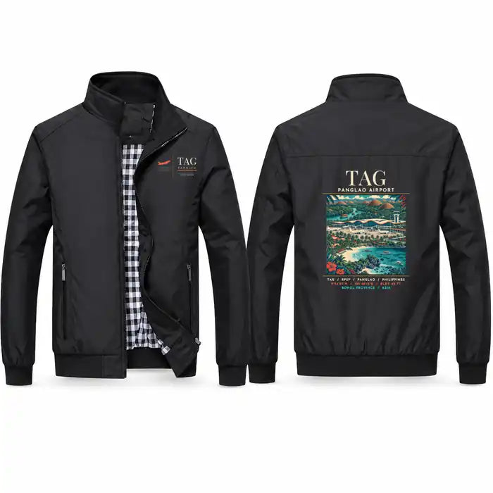 Bohol-Panglao International Airport (TAG) Stylish Jackets - Stand Collar - Poster - Black