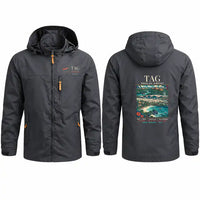 Thumbnail for Bohol-Panglao International Airport (TAG) Stylish Jackets - Hooded Windbreaker - Poster - Charcoal