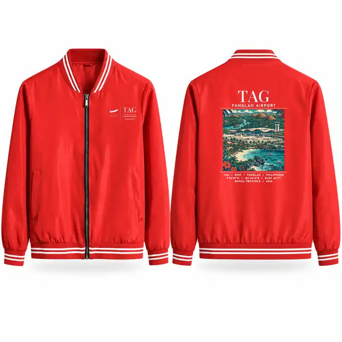 Bohol-Panglao International Airport (TAG) Stylish Jackets - Baseball Collar - Poster - Red