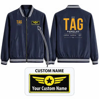 Thumbnail for Bohol-Panglao International Airport (TAG) Stylish Jackets - Baseball Collar - Tag + Name - Navy Blue