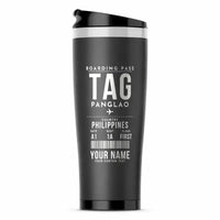 Thumbnail for Bohol-Panglao International Airport (TAG) Travel Mugs - Boarding Pass + Name - Stainless Steel (No Holder) - Gray
